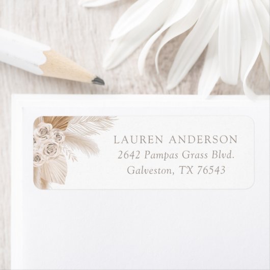 Boho Pampas Grass Baby Dusche Rücksendeadresse (Insitu)