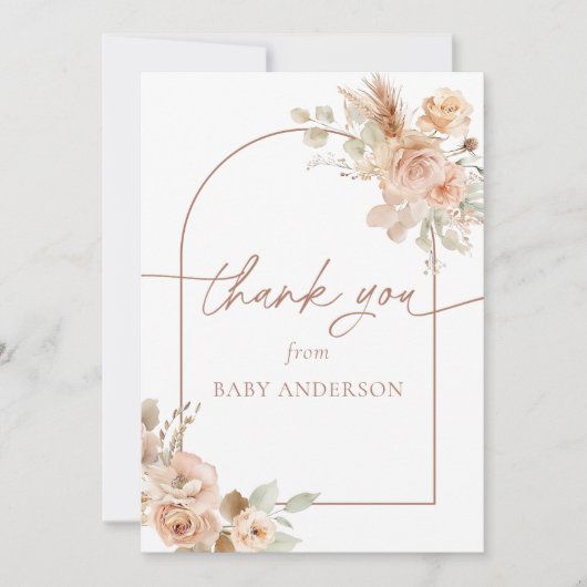 Boho Pampas Grass Baby Dusche Vielen Dank Dankeskarte (Vorderseite)