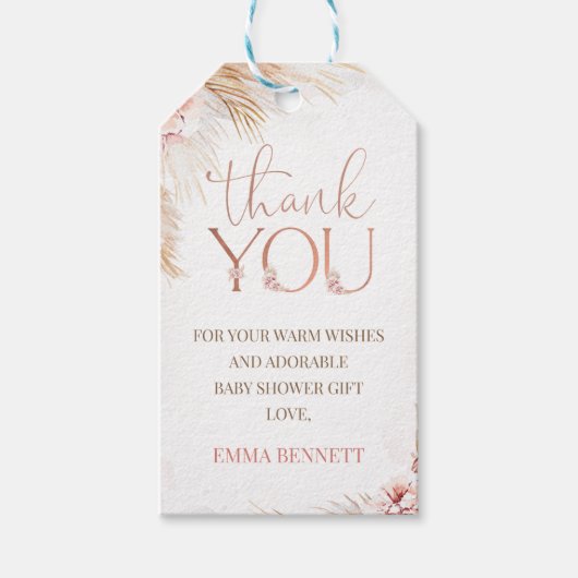 Boho Pampas Grass Baby Dusche Vielen Dank Geschenkanhänger (Vorderseite)