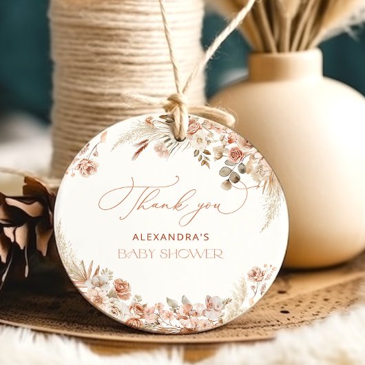Boho Pampas Grass Baby Dusche Vielen Dank Geschenkanhänger