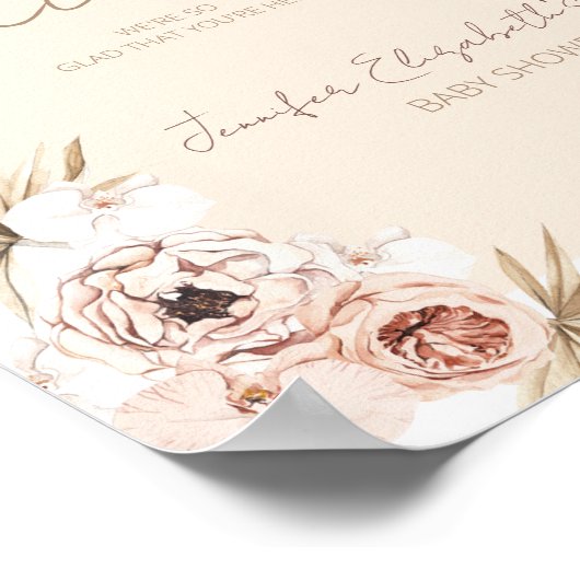 Boho Pampas Grass Baby Dusche Willkommen Poster (Ecke)