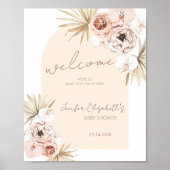 Boho Pampas Grass Baby Dusche Willkommen Poster (Vorne)