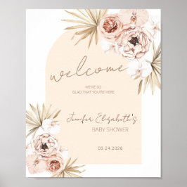 Boho Pampas Grass Baby Dusche Willkommen Poster