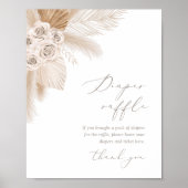 Boho Pampas Grass Baby Dusche Windel Raffel Poster (Vorne)
