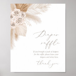 Boho Pampas Grass Baby Dusche Windel Raffel Poster