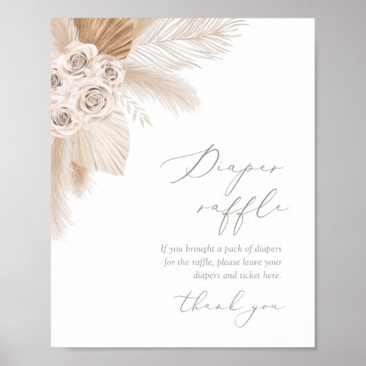 Boho Pampas Grass Baby Dusche Windel Raffel Poster (Vorne)