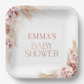 Boho Pampas Grass Baby Duschpapier Pappteller (Vorderseite)