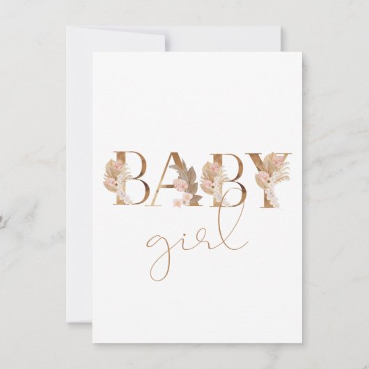 Boho Pampas Grass Baby Girl Babydusche Einladung (Rückseite)