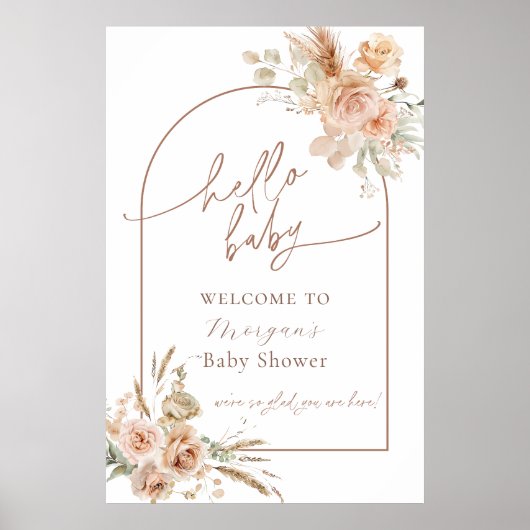 Boho Pampas Grass Baby Shower Arch Willkommen Poster (Vorne)