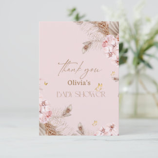  Boho Pampas Grass Baby Shower Dankeskarte
