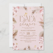  Boho Pampas Grass Baby Shower Einladung (Vorderseite)