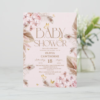  Boho Pampas Grass  Baby Shower  Einladung
