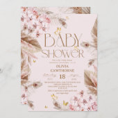  Boho Pampas Grass  Baby Shower  Einladung (Vorne/Hinten)