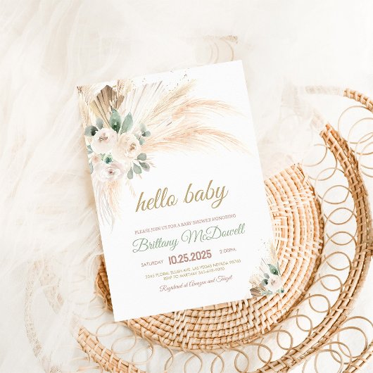 Boho Pampas Grass Baby Shower Einladung