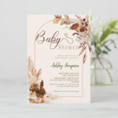 Boho Pampas Grass Baby Shower Einladung (Stehend Vorderseite)