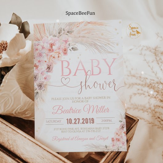 Boho Pampas Grass Baby Shower Einladung Girl Boho