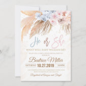 Boho Pampas Grass Baby Shower Gender Einladung (Vorderseite)