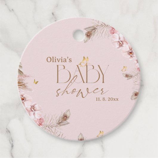  Boho Pampas Grass Baby Shower Geschenkanhänger (Vorderseite)