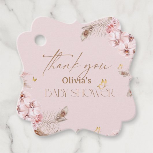  Boho Pampas Grass Baby Shower Geschenkanhänger (Vorderseite)