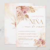 Boho Pampas Grass Baby Shower Girl Einladung (Vorne/Hinten)