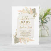 Boho Pampas Grass Baby Shower Girl Einladung (Stehend Vorderseite)