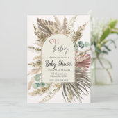 Boho Pampas Grass Baby Shower Invitation | Neutral Einladung (Stehend Vorderseite)