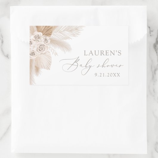 Boho Pampas Grass Baby Shower Rechteckiger Aufkleber (Tasche)