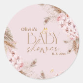  Boho Pampas Grass Baby Shower Runder Aufkleber (Vorderseite)