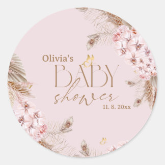  Boho Pampas Grass Baby Shower Runder Aufkleber