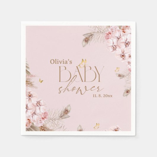  Boho Pampas Grass Baby Shower Serviette (Vorderseite)