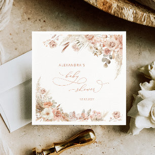 Boho Pampas Grass Baby Shower Serviette