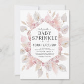 Boho Pampas Grass Baby Sprinkle Elegant Einladung (Vorderseite)