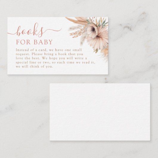 Boho Pampas Grass Babydusche Bücher für Baby Begleitkarte (Vorne/Hinten)