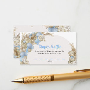 Boho Pampas Grass Ballon Teddy Bear Diaper Raffle Begleitkarte