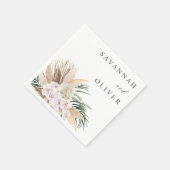 Boho Pampas Grass Beach Floral Name Serviette (Ecke)