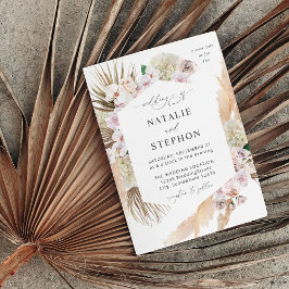 Boho Pampas Grass Beach Floral Wedding Einladung