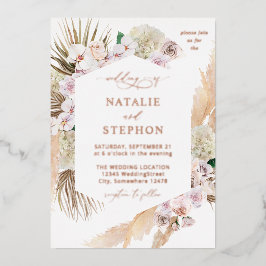 Boho Pampas Grass Beach Floral Wedding Folieneinladung