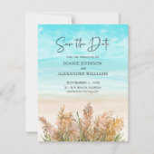 Boho Pampas Grass Beach Scene Wedding Save The Date (Vorderseite)