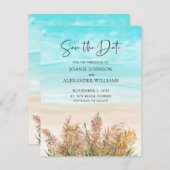 Boho Pampas Grass Beach Scene Wedding Save The Date (Vorne/Hinten)