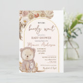 Boho Pampas Grass Bear Baby Dusche Einladung (Stehend Vorderseite)