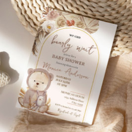 Boho Pampas Grass Bear Baby Dusche Einladung
