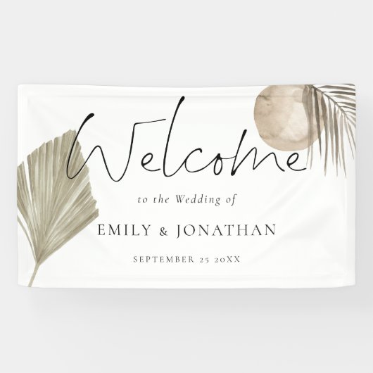 Boho Pampas Grass Begrüßungsnamen Datum Banner (Horizontal)