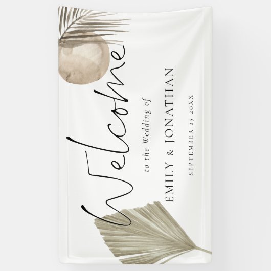 Boho Pampas Grass Begrüßungsnamen Datum Banner (Vertikal)