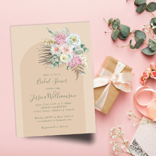 Boho Pampas Grass Beige Blume Arch Brautparty Einladung