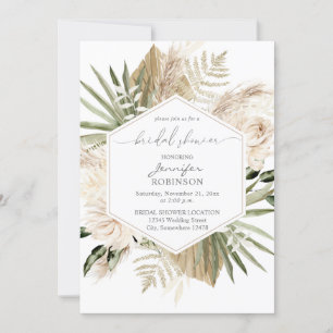 Boho Pampas Grass & Beige Brautparty Einladung