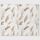Boho Pampas Grass Beige Brown Star Pattern (1) Geschenkpapier (Flach)