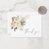 Boho Pampas Grass Beige Floral Danke Note Card Mitteilungskarte (Vorderseite/Rückseite Beispiel)