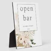 Boho Pampas Grass & Beige Floral Offenes Bar Zeich Fotoplatte (Seite)