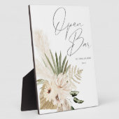 Boho Pampas Grass & Beige Floral Open Bar Sign 2 Fotoplatte (Seite)