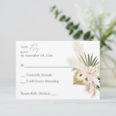 Boho Pampas Grass & Beige Floral RSVP Karte (Stehend Vorderseite)